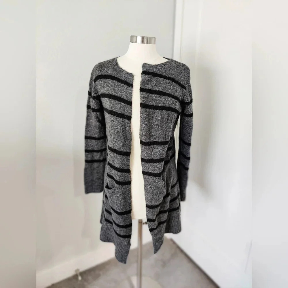 Max Studios Specialty Products Grey  Knee Length Cardigan